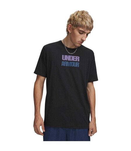 Mens Block Logo T-shirt Black Purple Under Armour