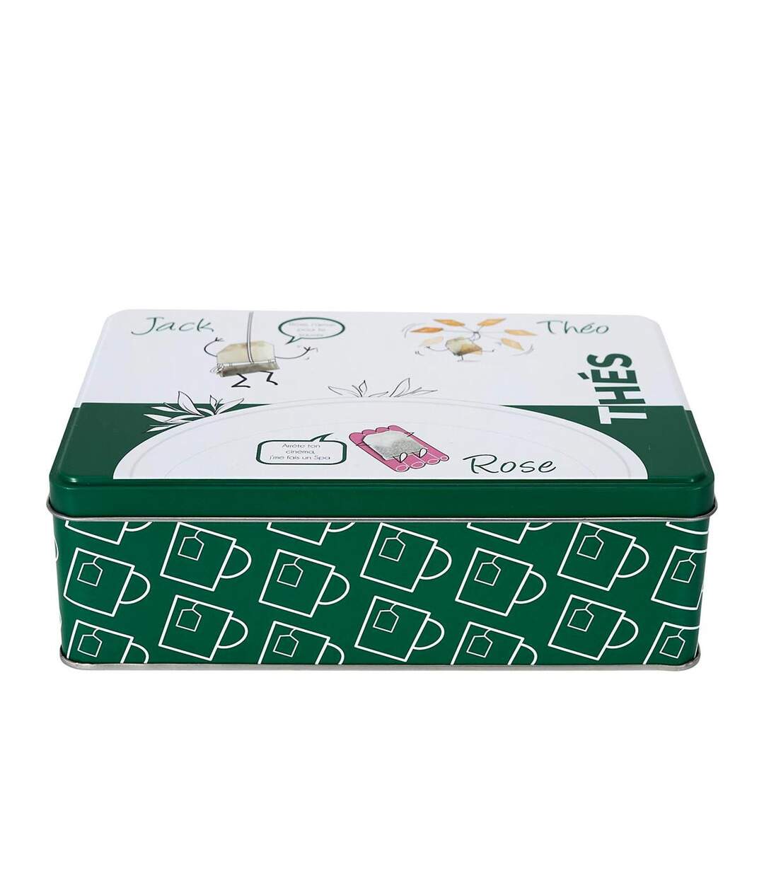 Boîte à Thé en Métal Ludique 20cm Vert-2