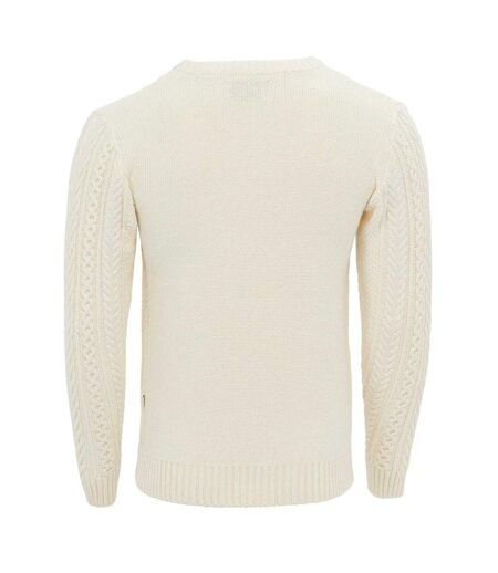 Mens Cable Knit Cotton Jumper Ecru Firetrap