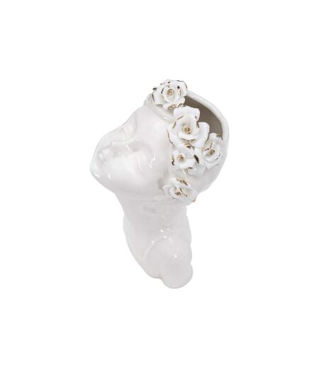Vase Déco en Porcelaine Young Lady Roses 26cm Blanc