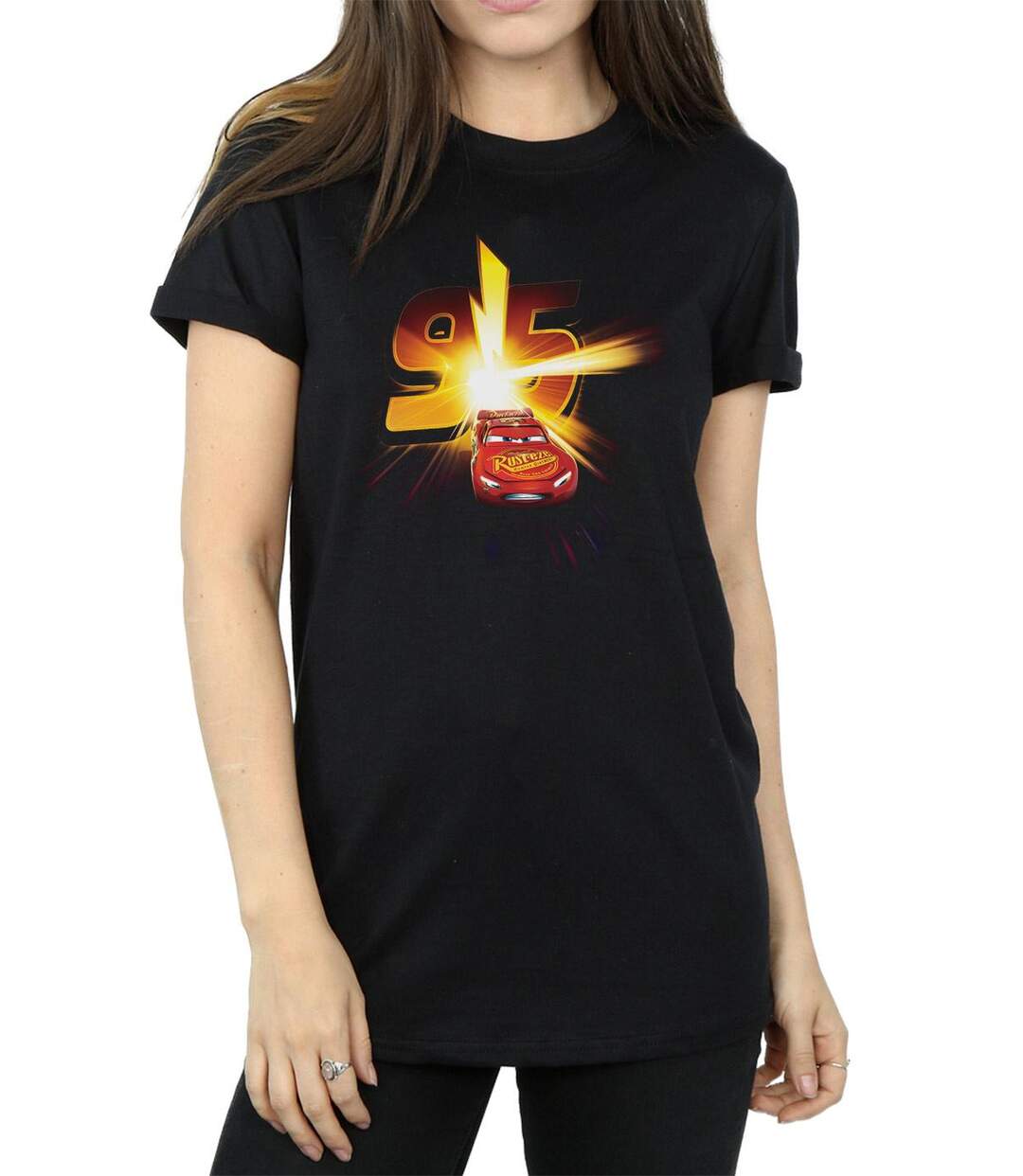 Disney - T-shirt CARS LIGHTNING MCQUEEN BURST - Femme (Noir) - UTBI16111-3