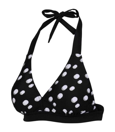 Womens/ladies Flavia Polka Dot Bikini Top Black White Regatta