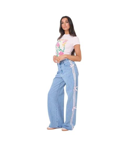Womens/ladies Floral Gingham Slim T-shirt Pink I Saw It First