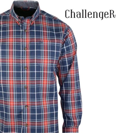 CHALLENGER TEMPETE1 — Chemise à carreaux manches longues bleu et orange : le confort durable en pur coton