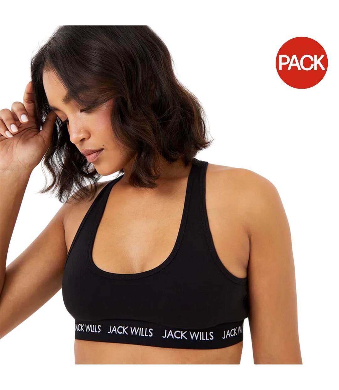 Pack Of 2  Womens/ladies Dibsdall Cotton Jersey Bralette  Black Jack Wills-2