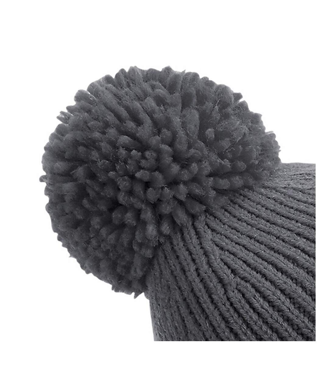 Bonnet À Pompon Unisexe Gris Foncé Beechfield-2