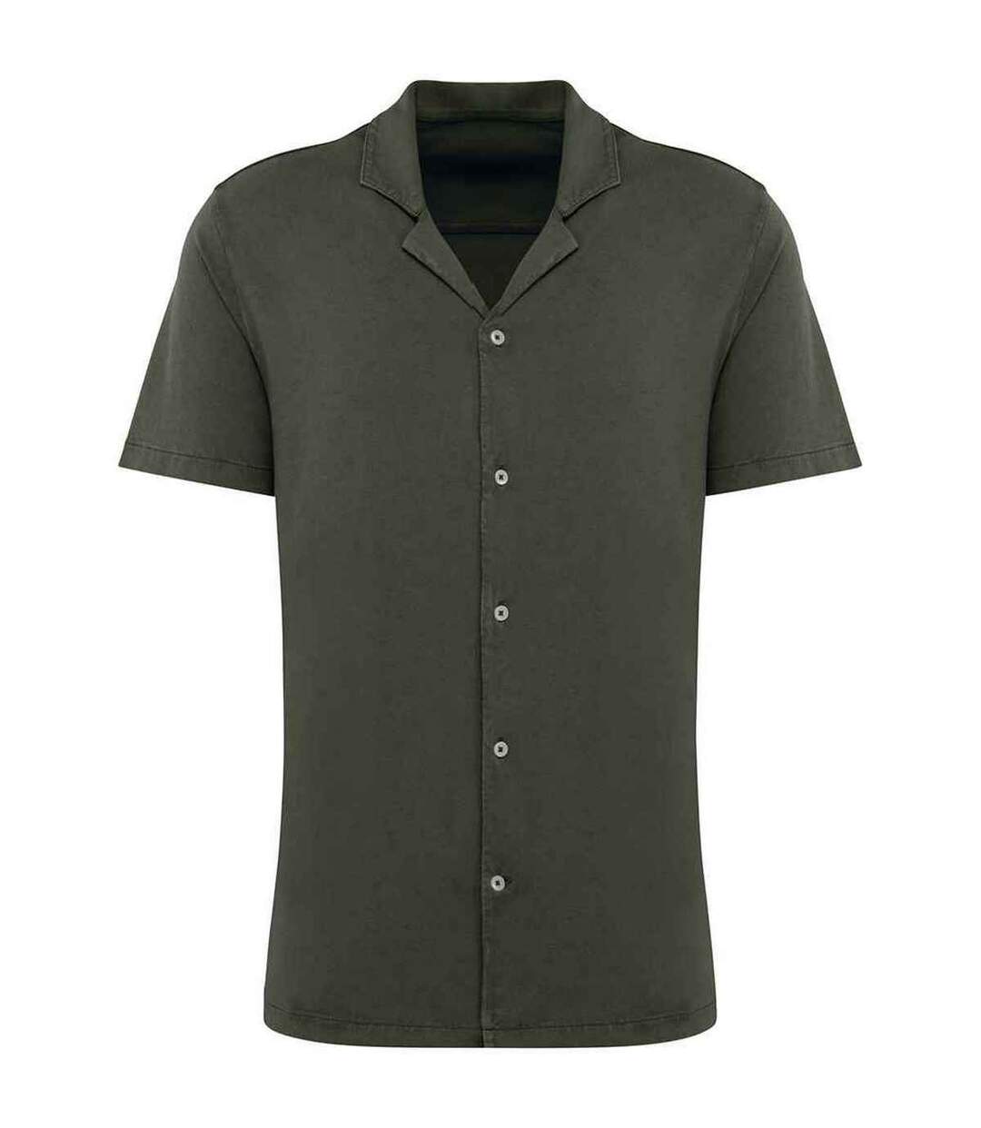 Mens jersey short-sleeved shirt washed organic khaki Spasso-1