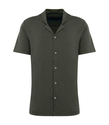 Mens jersey short-sleeved shirt washed organic khaki Spasso