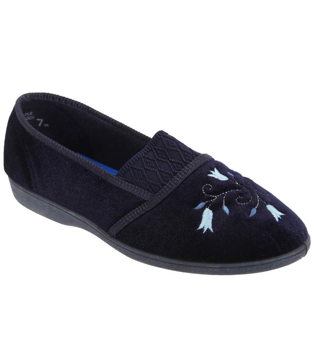 Sleepers Womens/Ladies Inez Gusset Throat Patterned Slippers (Navy Blue) - UTDF525