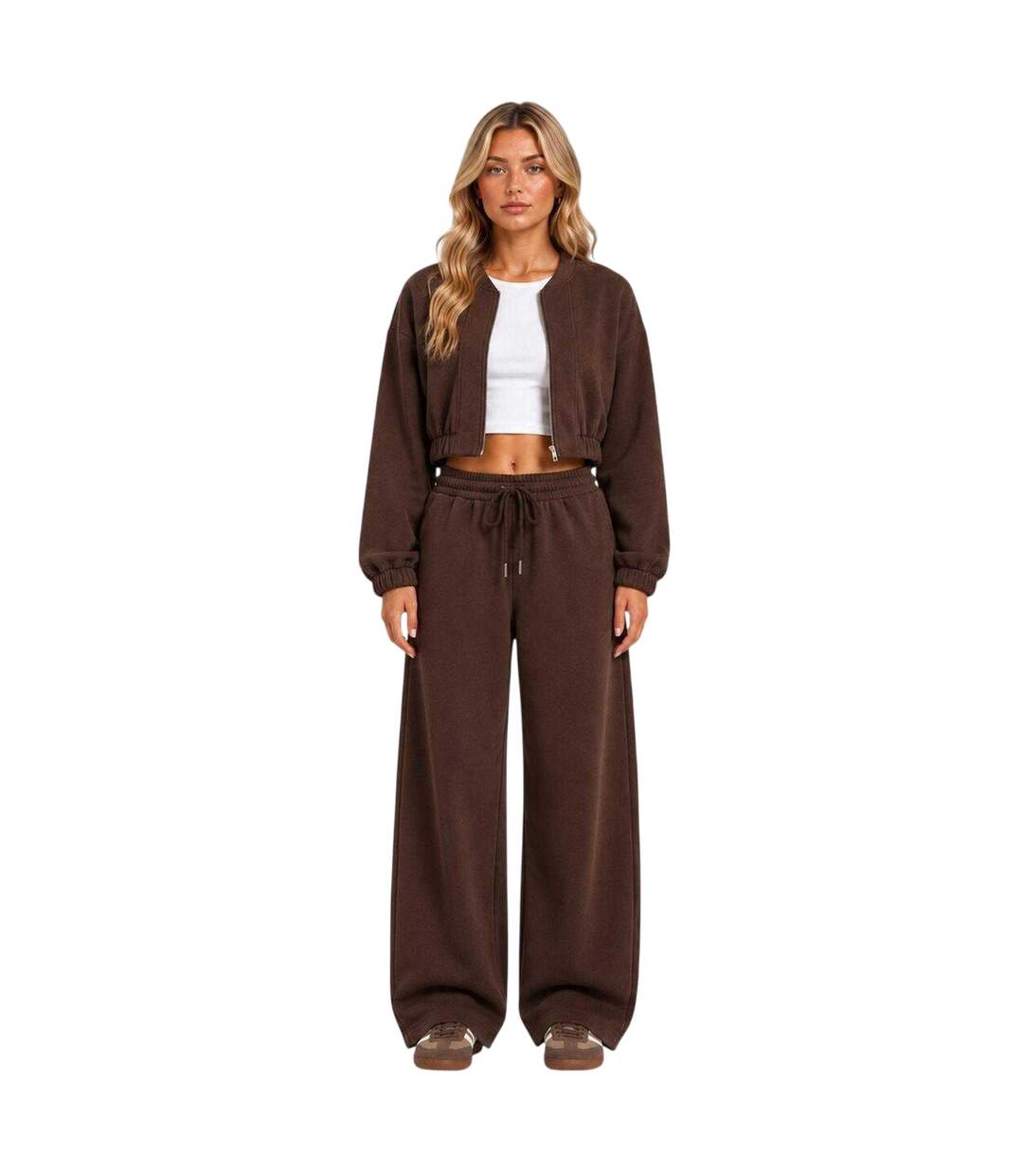 Womens/ladies Fleece Barrel Joggers Chocolate I Saw It First-4