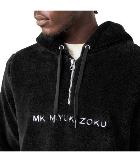 Mens Sherpa Half Zip Relaxed Fit Hoodie Black MKI MIYUKI ZOKU