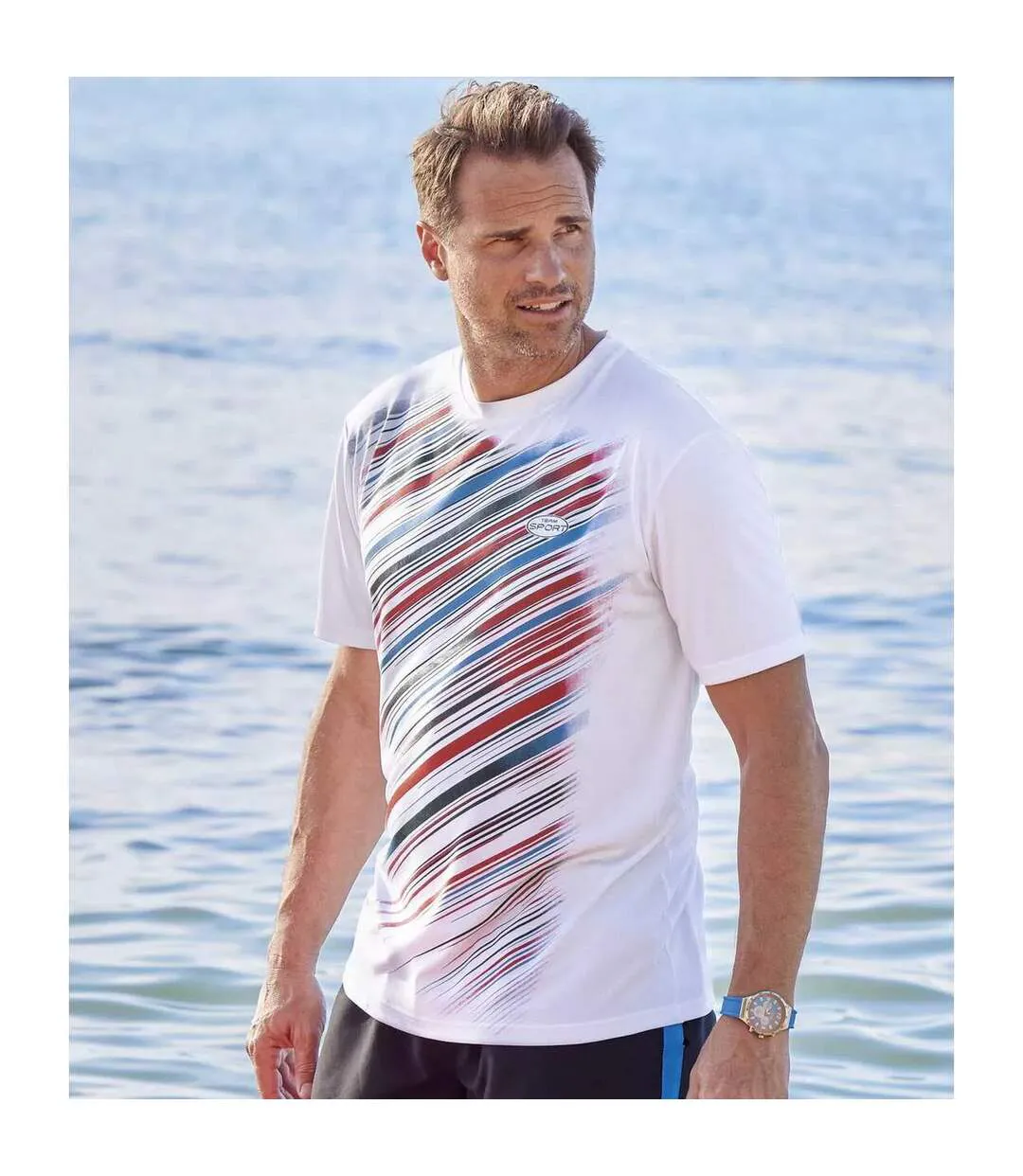 Atlas For Men Mens Sports T-Shirt (Pack of 3) (White/Red/Blue) - UTAF107-2