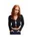 Womens/ladies Cropped Relaxed Fit Long-sleeved Cardigan Black Hugo-2