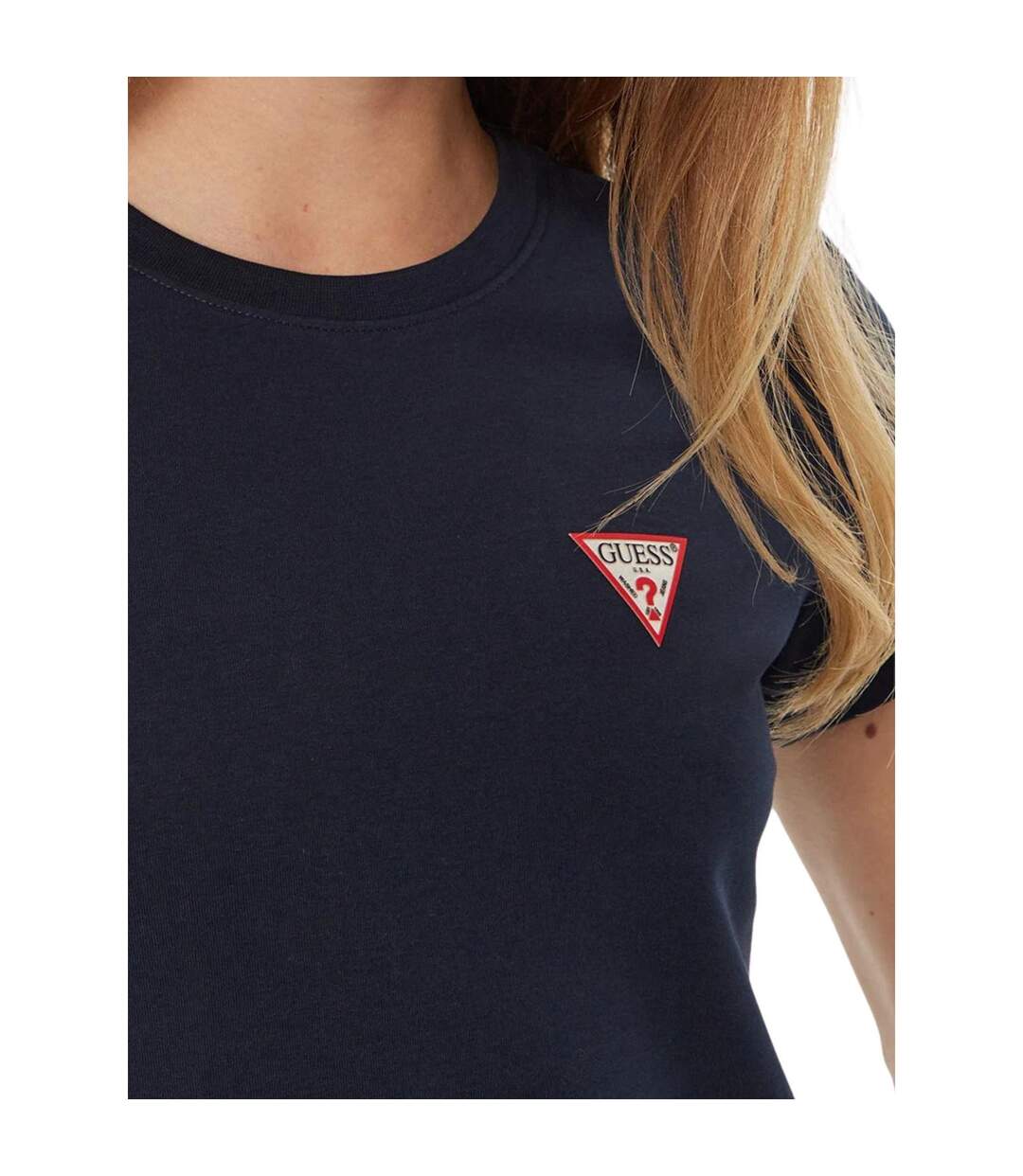 T-shirt Motif/style Logo Sur Poitrine Femme Bleu Marine Guess-2