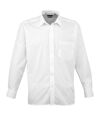 Premier Mens Long Sleeve Formal Plain Work Poplin Shirt (White) - UTRW1081