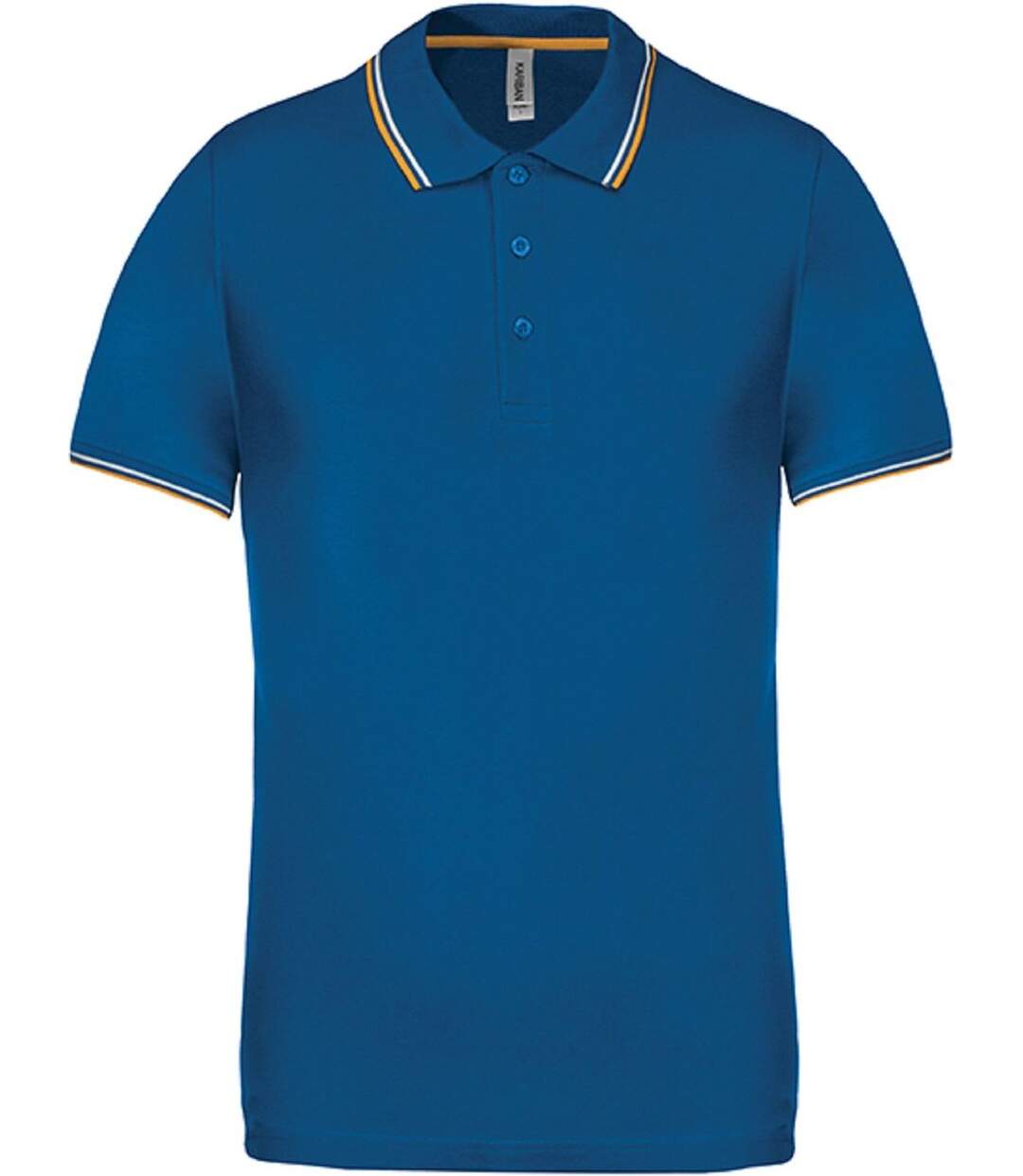 Polo bandes contrastées homme - K250 - bleu roi - jaune-blanc - manches courtes-2