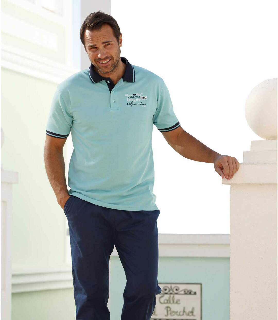 Men's Turquoise Short Sleeve Polo Shirt Atlas For Men