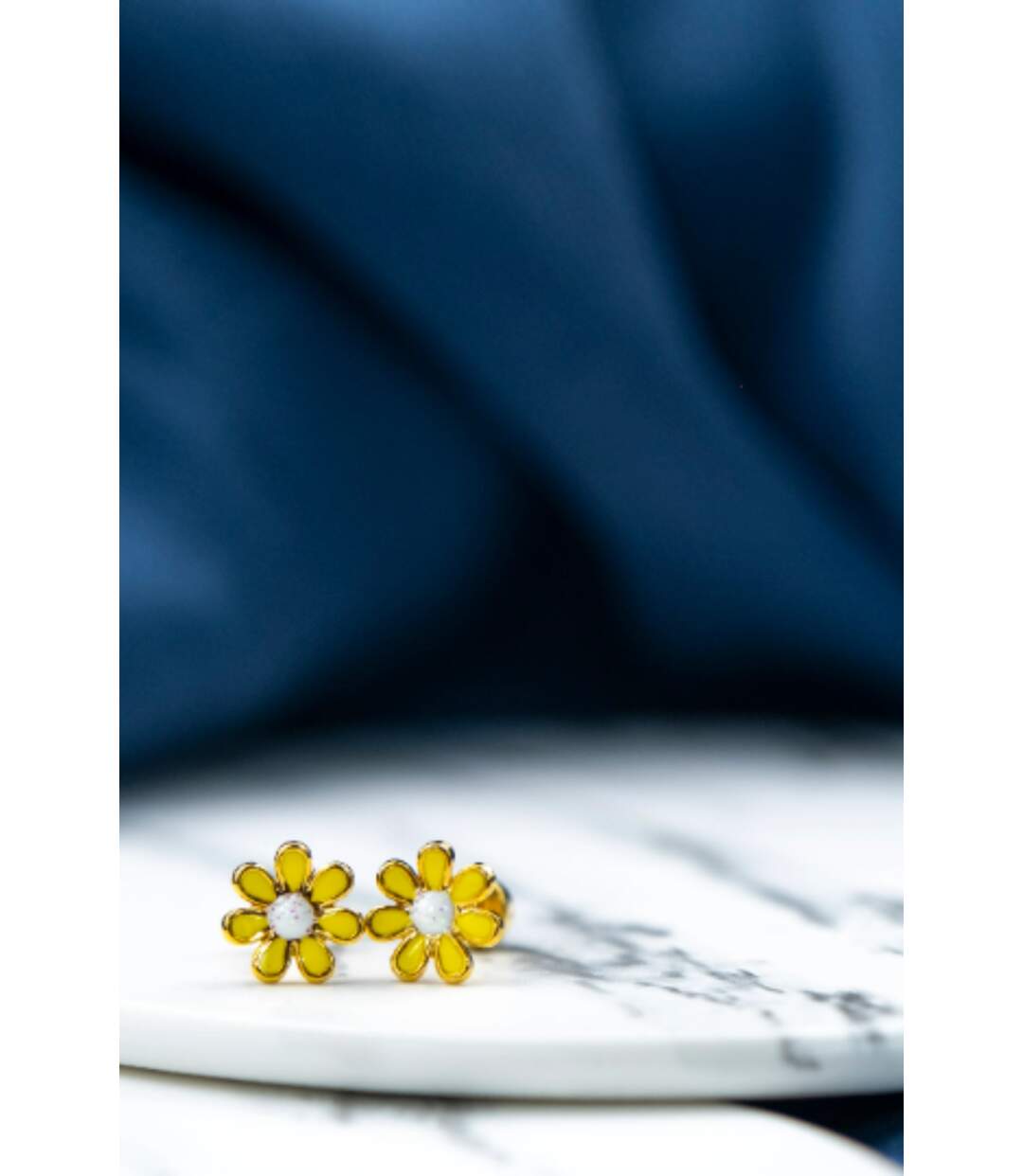 Stainless Steel Colourful Daisy Summer Floral Sun Flower Minimalist Stud Earring-3