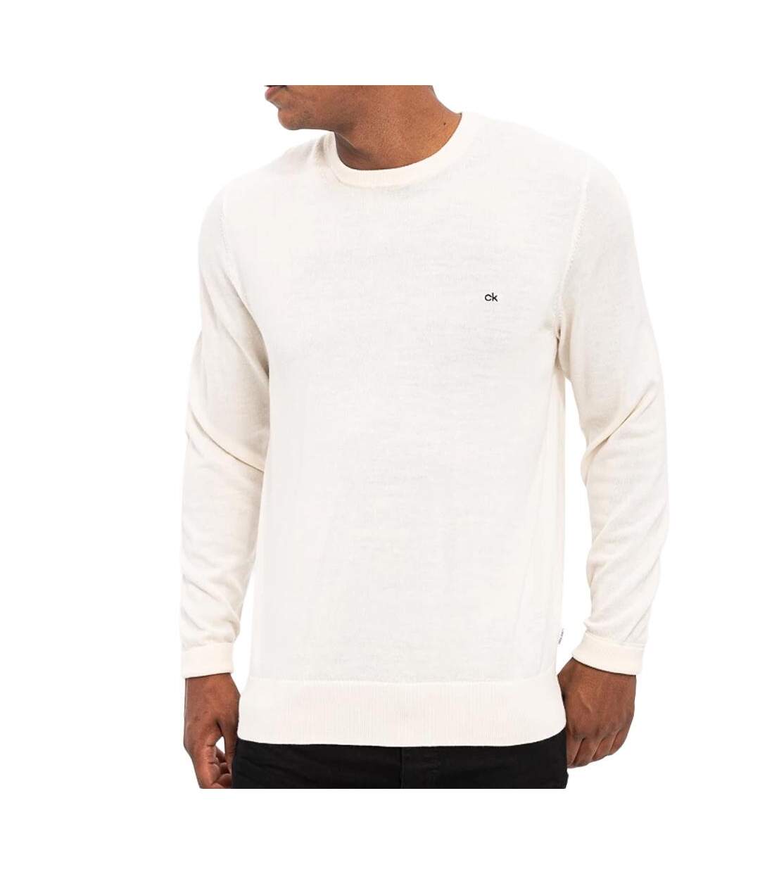 Pull beige homme calvin klein jeans ls eu clsc cttn-1