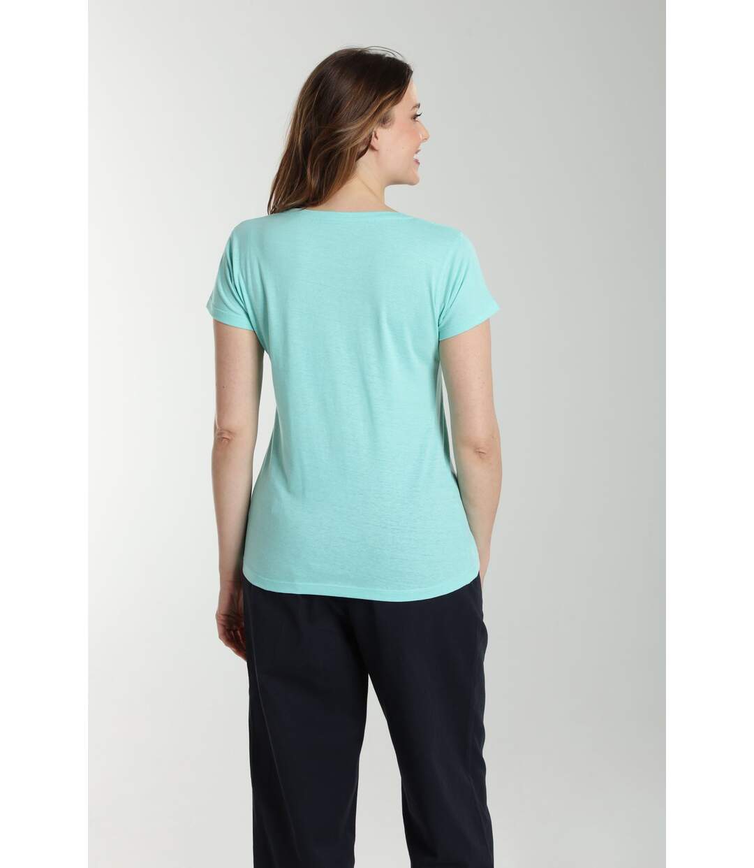 Tee Shirt Col Rond Manches Courtes Femme Marine Cabage() | Gerard Pasquier Avec Col Rond | Gerard Pa-4