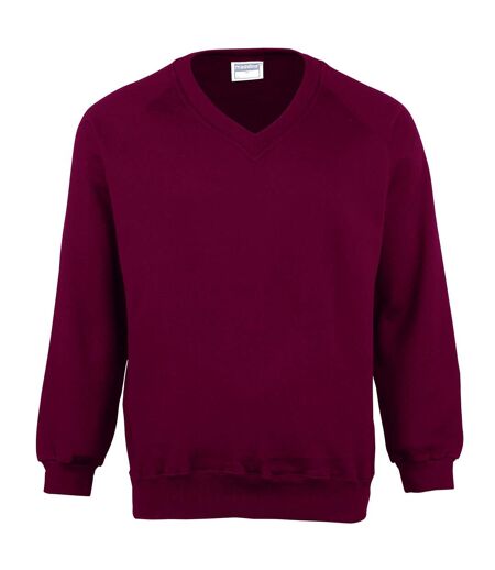 Maddins Mens Colorsure V-Neck Sweatshirt (Burgundy) - UTRW844