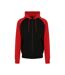 AWDis Just Hoods Mens Baseball Zoodie (Jet Black/Fire Red)