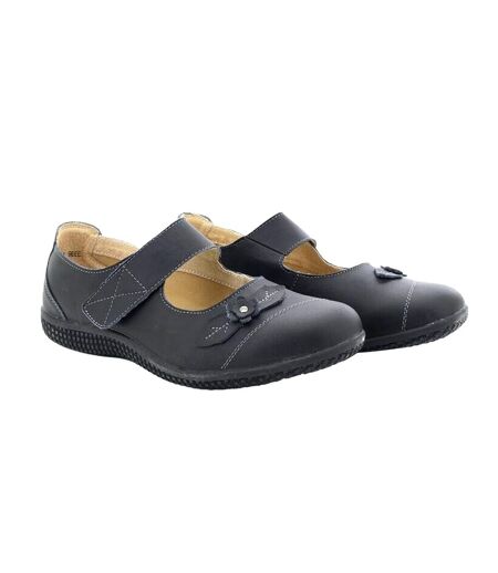 Boulevard Womens/Ladies Touch Fastening Extra Wide Summer Casual Leather Shoes (Black) - UTDF423