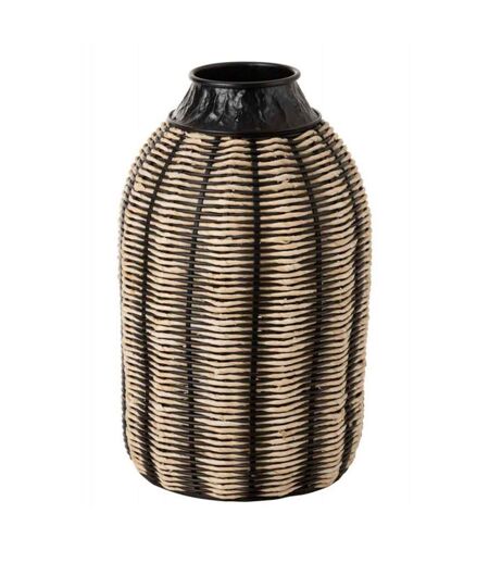 Vase Design en Rotin Corono 55cm Noir & Naturel