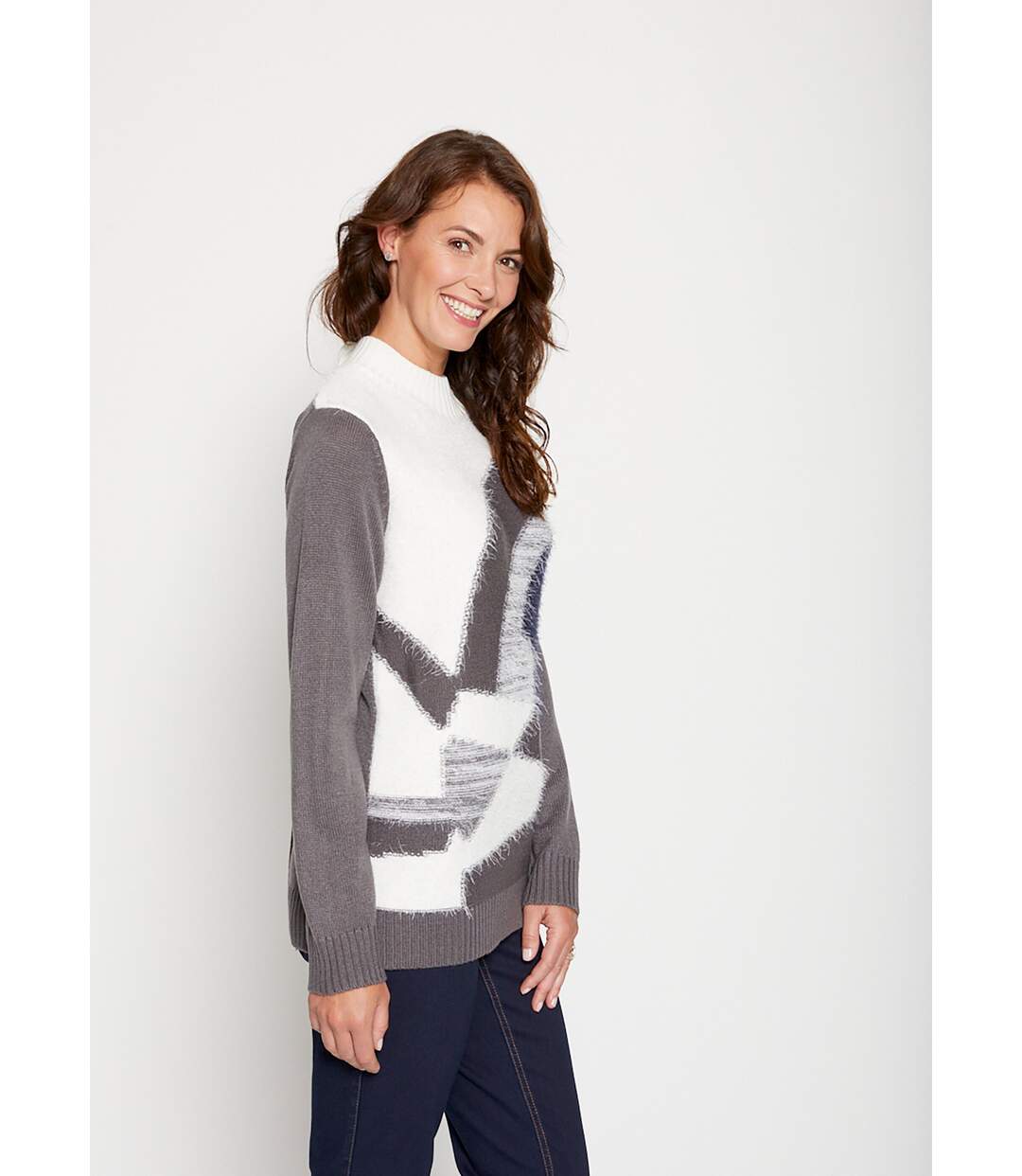 Pull maille poilue manches longues-3