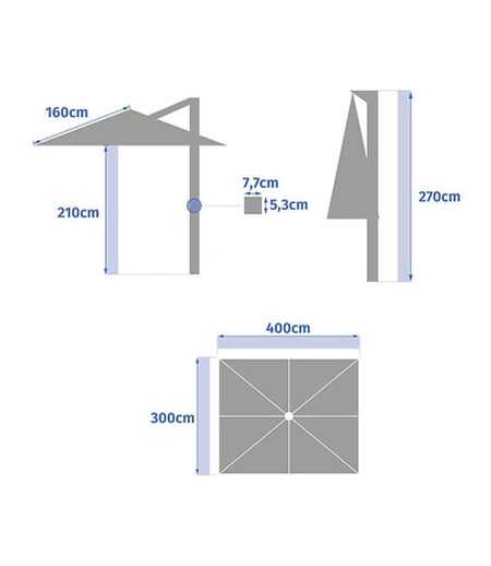 Parasol déporté rectangulaire EQUADOR