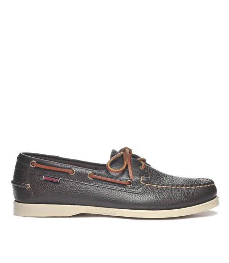 Mens Portland Martellato Full Grain Leather Boat Shoes Dark Brown Sebago