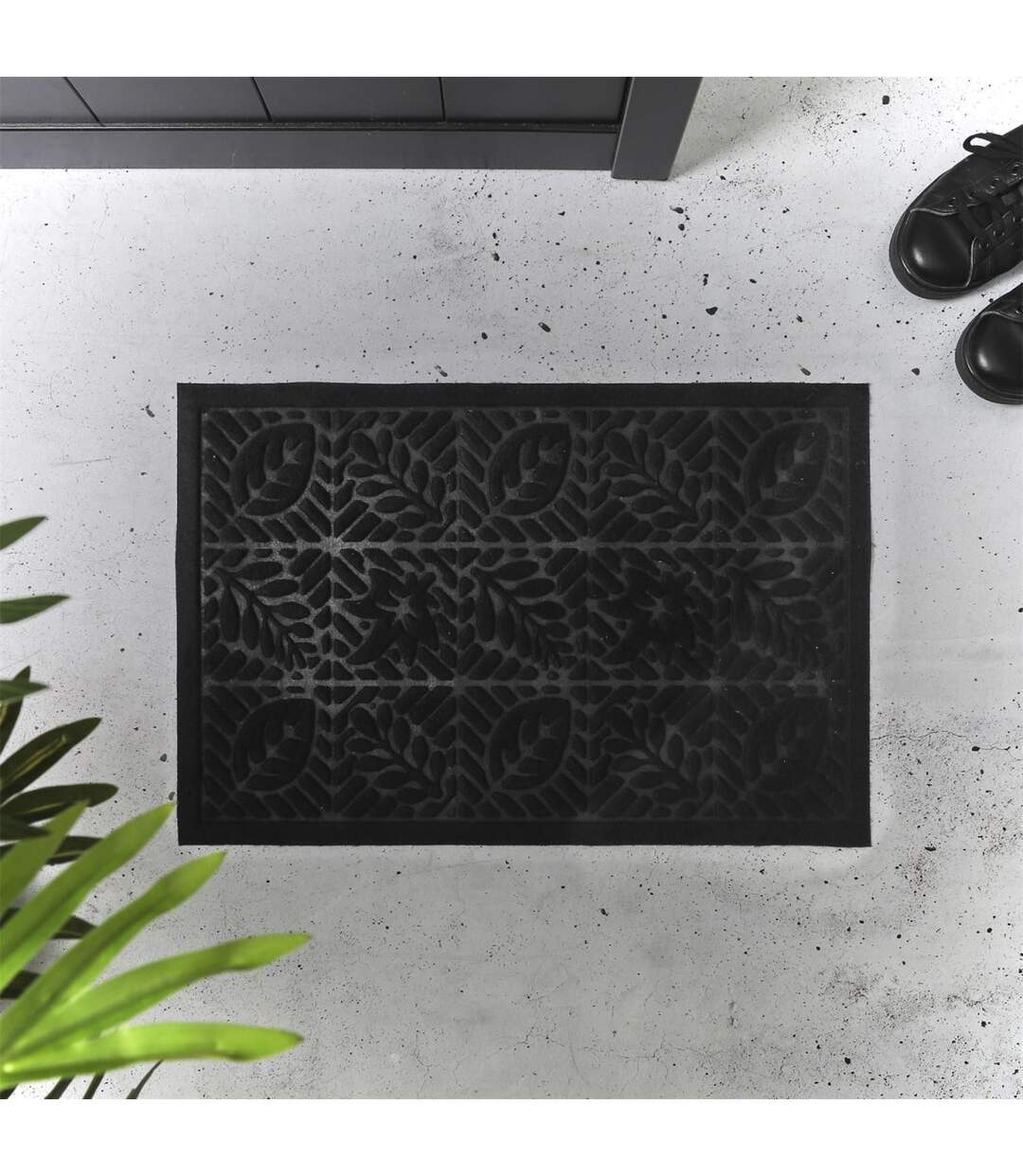 Paillasson Embosse Antidérapant 40x60cm Noir-2