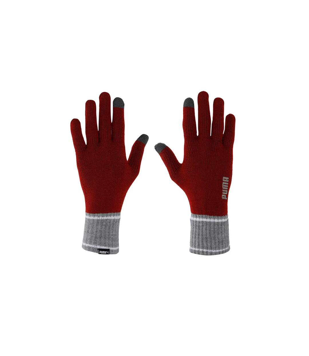 Unisex adult knitted winter gloves red/grey heather Puma-3