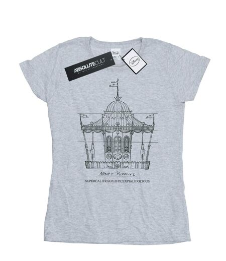 Disney Mary Poppins Carousel Sketch - T-shirt en coton - Femmes/Dames (Gris sportif) - UTBI15284