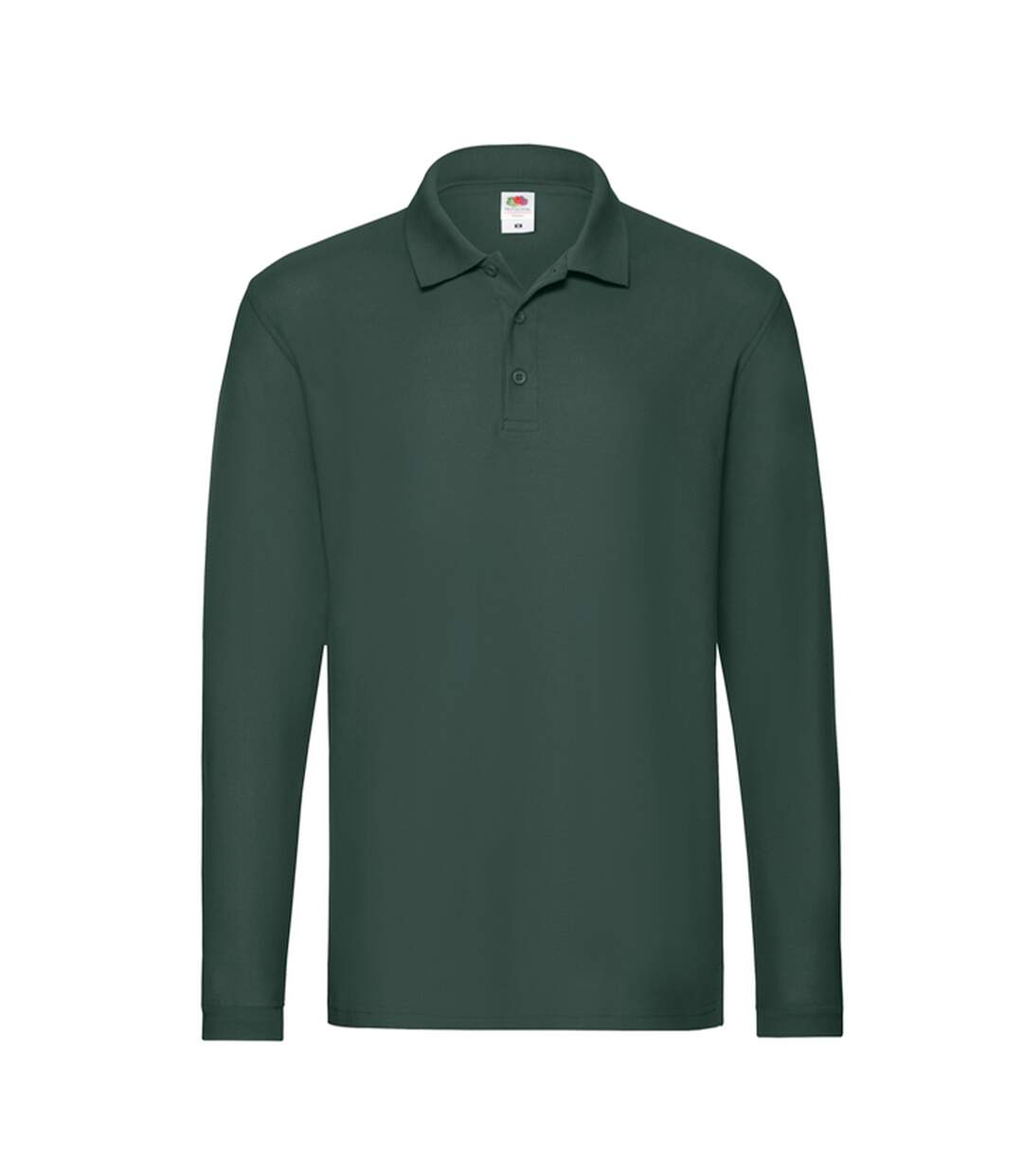 Mens Premium Long-sleeved Polo Shirt Forest Green Fruit Of The Loom-1