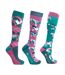 Hy Womens/Ladies Horsing Around Socks (Pack of 3) (Teal/Berry) - UTBZ5148