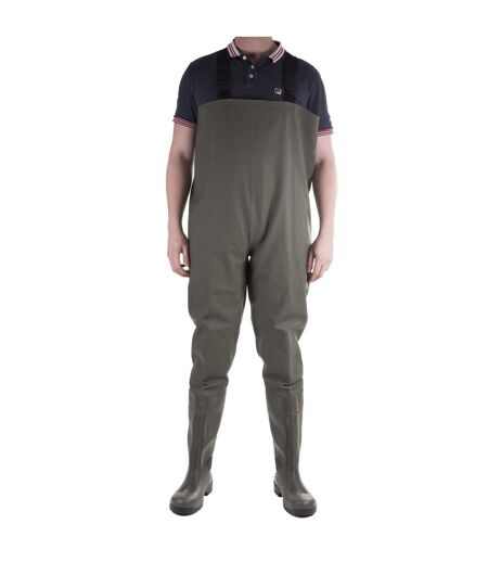 Mens Tyne Chest Safety Wader Wellingtons Green Amblers