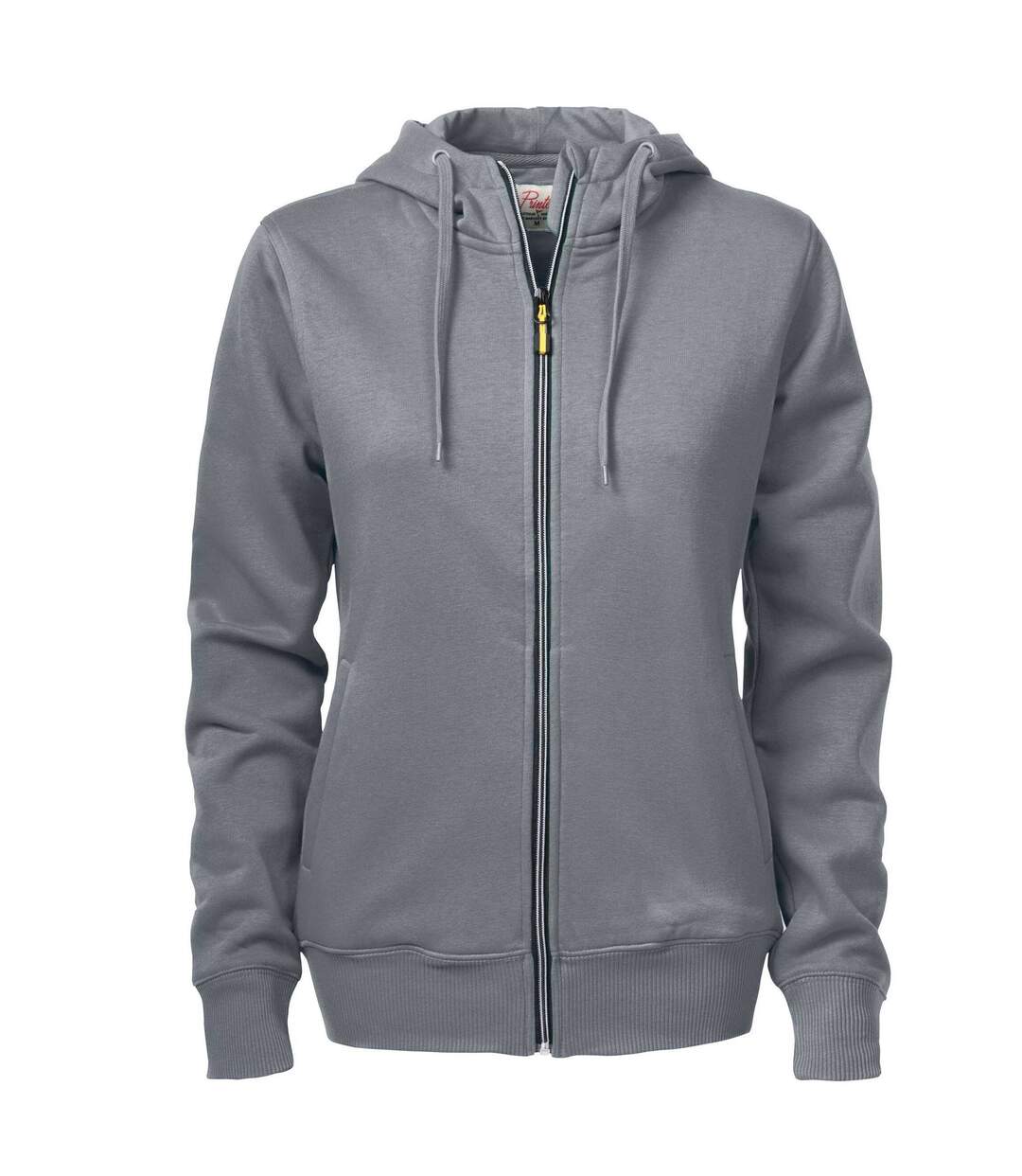 Womens/ladies Overhead Full Zip Hoodie Steel Grey Printer-1