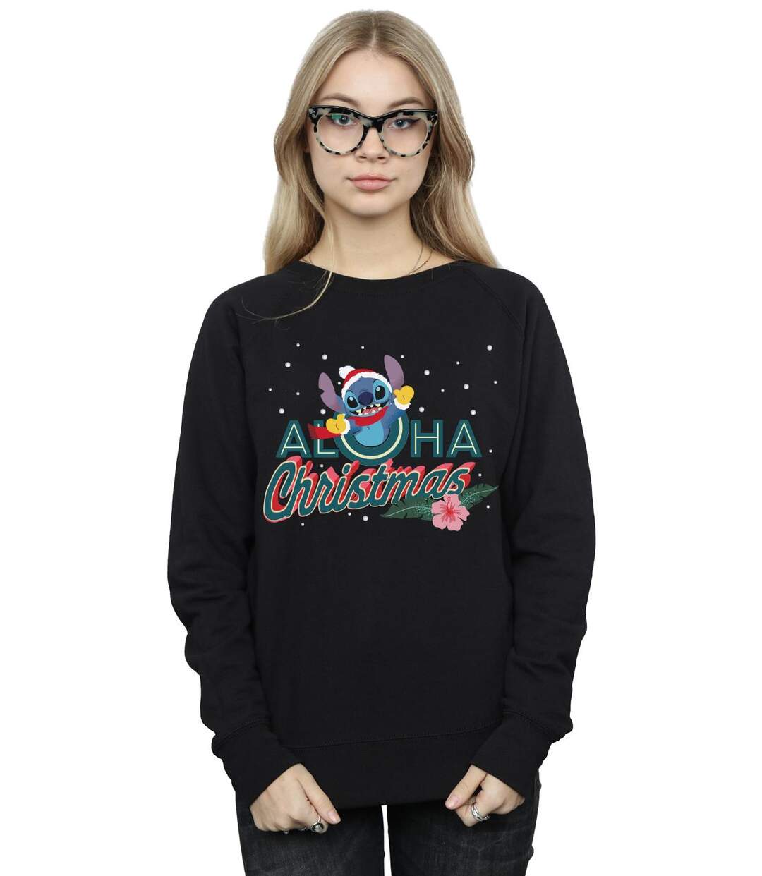 Disney Sweatshirt Aloha Christmas Womens/Ladies Lilo And Stitch (Noir) - UTBI22452-2