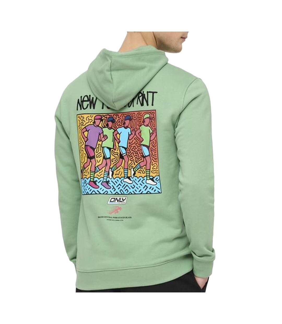 Sweat vert homme only & sons print logo-2