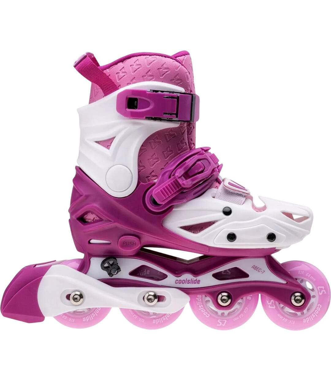 Patins À Roulettes Alignées Actionel Enfant 20 Fr Blanc Rose Coolslide-2