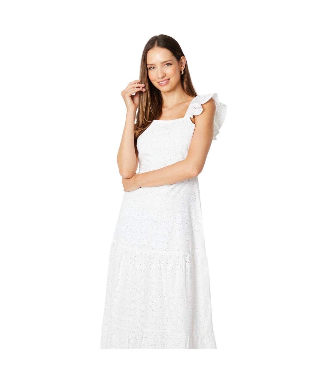 Robe mi-longue femme blanc cassé Dorothy Perkins-4