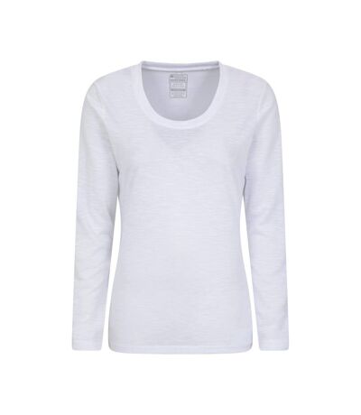 Womens/ladies Agra Slub Long-sleeved Top White Mountain Warehouse