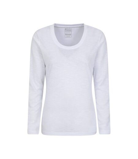 Womens/ladies Agra Slub Long-sleeved Top White Mountain Warehouse