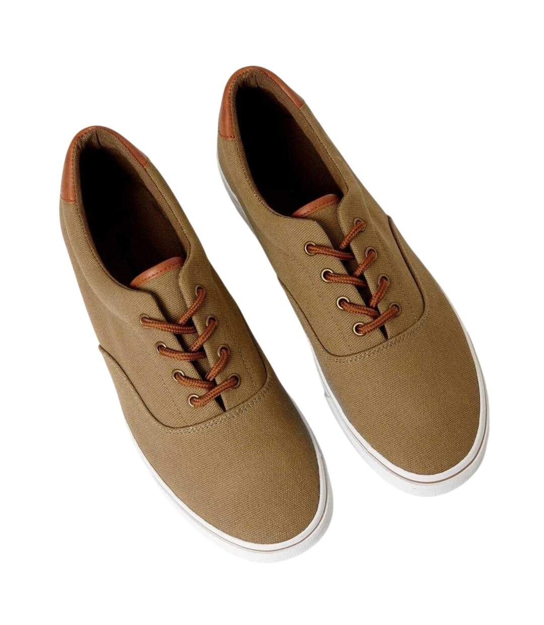 Mens Canvas Casual Trainers Khaki Green Threadbare-3