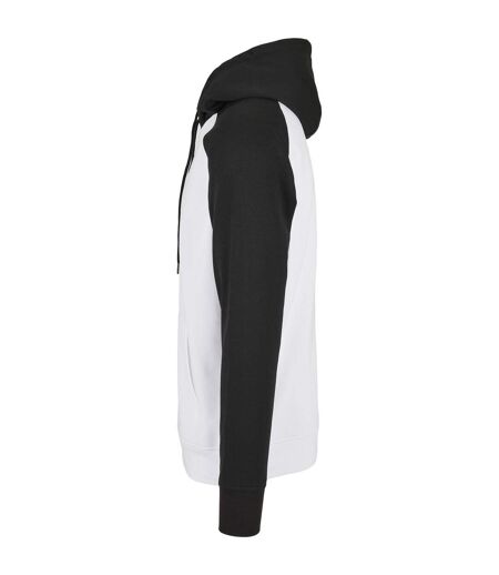 Mens Basic Raglan Hoodie Blanc Noir Build Your Brand