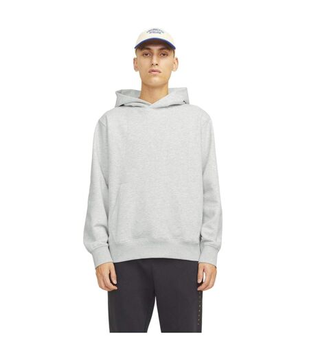 Mens Brushed Hoodie White Melange Jack And Jones