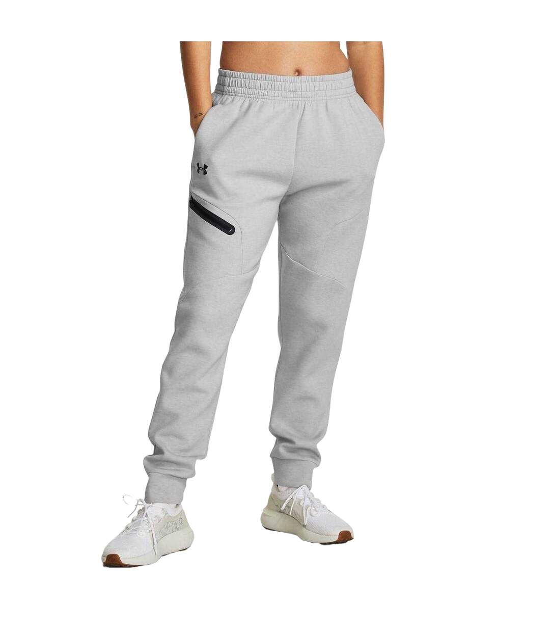 Womens/ladies Unstoppable Fleece Athletic Joggers Grey Under Armour-4