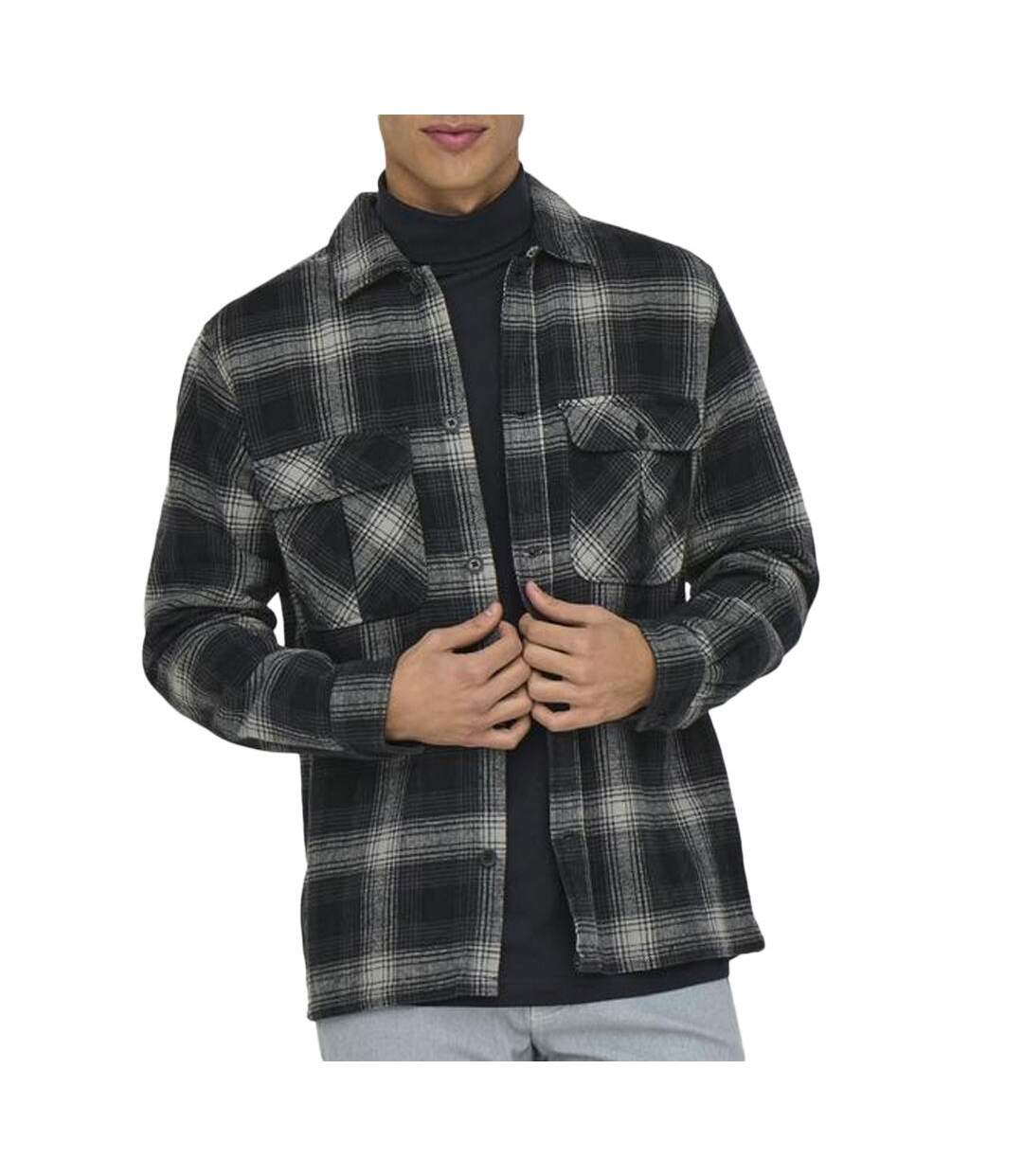Chemise noir homme only & sons onscedric life-1