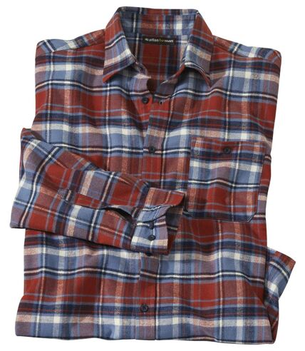 Men's Classic Checked Flannel Shirt - Red Navy